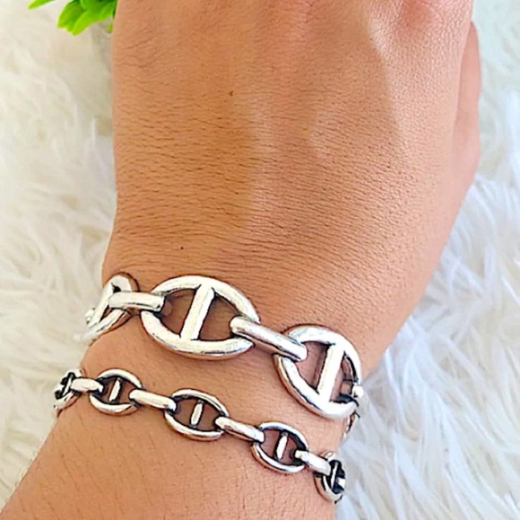 Silver Mariner Bangle Cuff Bracelet Set Small Marner Lg Mariner - Picture 1 of 8
